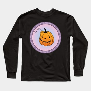 Happy Halloween Pumpkin Circle Design Long Sleeve T-Shirt